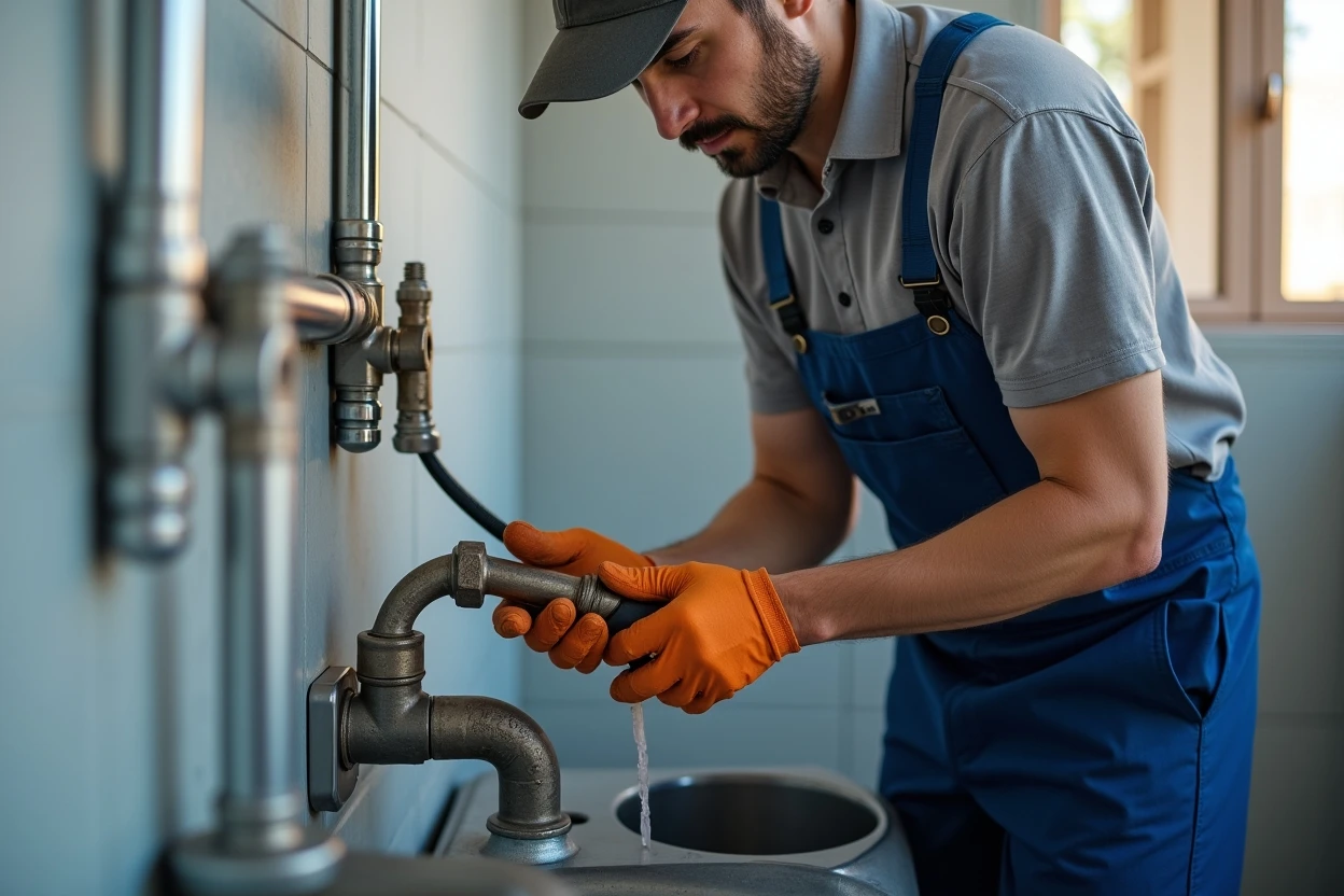 Detalle de unión y sello de una instalación sanitaria